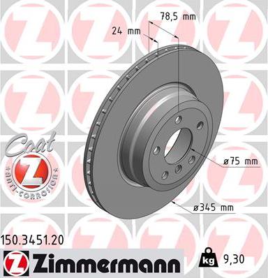 Zimmermann 150.3451.20 - Гальмівний диск autozip.com.ua