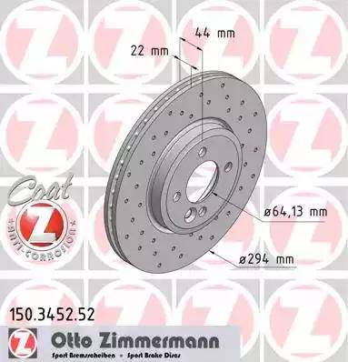 Zimmermann 150.3452.52 - Гальмівний диск autozip.com.ua