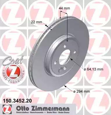 Zimmermann 150.3452.20 - Гальмівний диск autozip.com.ua