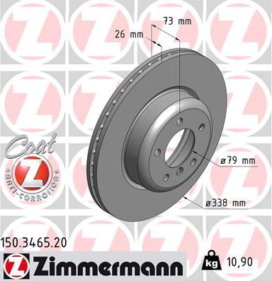 Zimmermann 150.3465.20 - Гальмівний диск autozip.com.ua