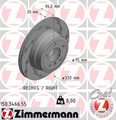 Zimmermann 150.3466.55 - Гальмівний диск autozip.com.ua