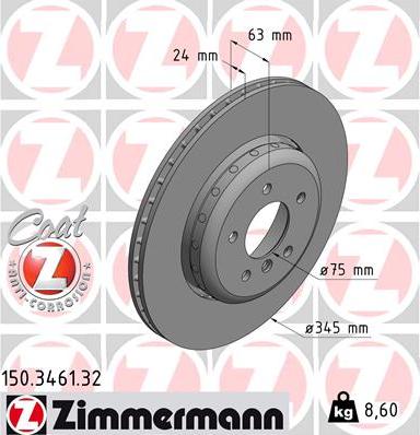 Zimmermann 150.3461.32 - Гальмівний диск autozip.com.ua