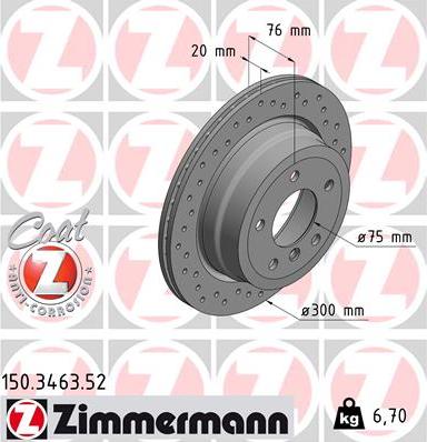 Zimmermann 150.3463.52 - Гальмівний диск autozip.com.ua