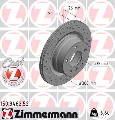 Zimmermann 150.3462.52 - Гальмівний диск autozip.com.ua