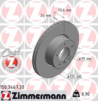 Zimmermann 150.3467.20 - Гальмівний диск autozip.com.ua