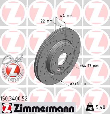 Zimmermann 150.3400.52 - Гальмівний диск autozip.com.ua