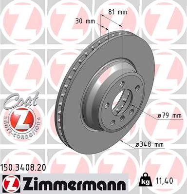 Zimmermann 150.3408.20 - Гальмівний диск autozip.com.ua