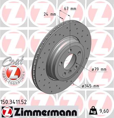 Zimmermann 150.3411.52 - Гальмівний диск autozip.com.ua