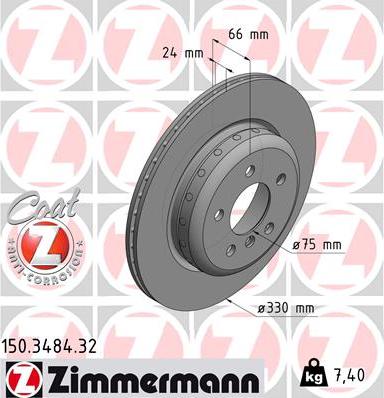 Zimmermann 150.3484.32 - Гальмівний диск autozip.com.ua