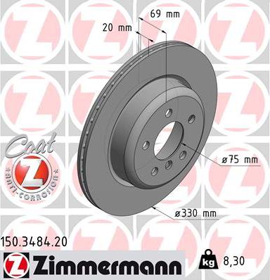 Zimmermann 150.3484.20 - Гальмівний диск autozip.com.ua