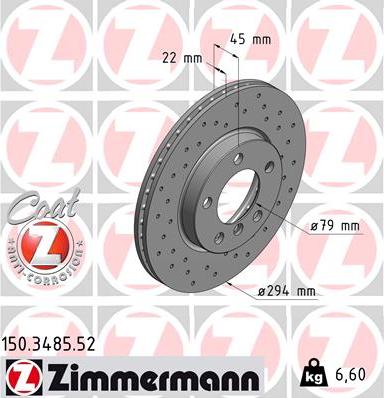 Zimmermann 150.3485.52 - Гальмівний диск autozip.com.ua