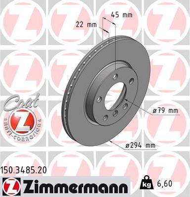 Zimmermann 150.3485.20 - Гальмівний диск autozip.com.ua