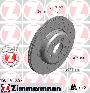 Zimmermann 150.3480.52 - Гальмівний диск autozip.com.ua