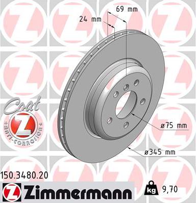 Zimmermann 150.3480.20 - Гальмівний диск autozip.com.ua