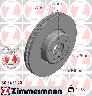 Zimmermann 150.3481.20 - Гальмівний диск autozip.com.ua