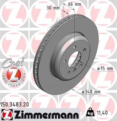 Zimmermann 150.3483.20 - Гальмівний диск autozip.com.ua