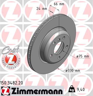 Zimmermann 150.3482.20 - Гальмівний диск autozip.com.ua