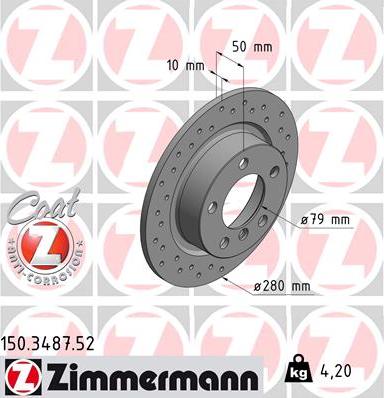 Zimmermann 150.3487.52 - Гальмівний диск autozip.com.ua