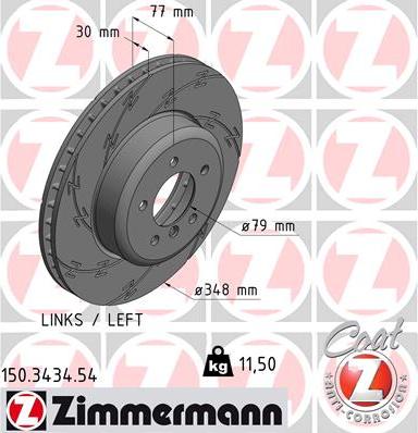 Zimmermann 150.3434.54 - Гальмівний диск autozip.com.ua