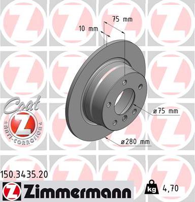 Zimmermann 150.3435.20 - Гальмівний диск autozip.com.ua