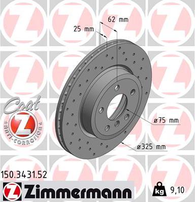 Zimmermann 150.3431.52 - Гальмівний диск autozip.com.ua