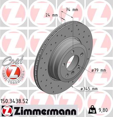 Zimmermann 150.3438.52 - Гальмівний диск autozip.com.ua