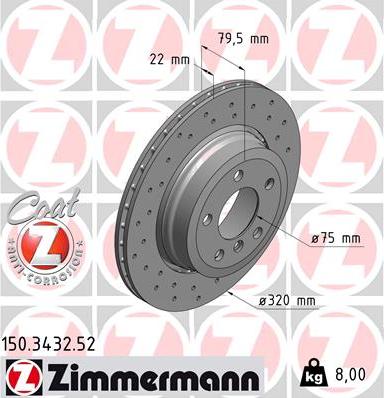 Zimmermann 150.3432.52 - Гальмівний диск autozip.com.ua