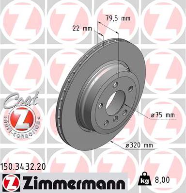 Zimmermann 150.3432.20 - Гальмівний диск autozip.com.ua