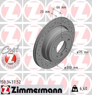 Zimmermann 150.3437.52 - Гальмівний диск autozip.com.ua