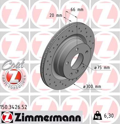 Zimmermann 150.3426.52 - Гальмівний диск autozip.com.ua