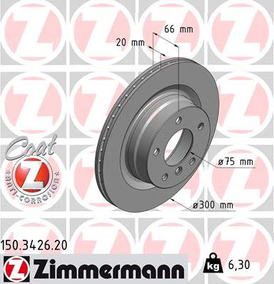 Zimmermann 150.3426.20 - Гальмівний диск autozip.com.ua