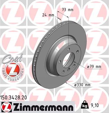 Zimmermann 150.3428.20 - Гальмівний диск autozip.com.ua