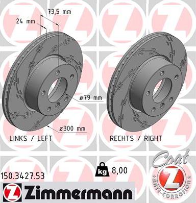 Zimmermann 150.3427.53 - Гальмівний диск autozip.com.ua