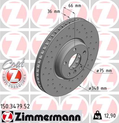 Zimmermann 150.3479.52 - Гальмівний диск autozip.com.ua