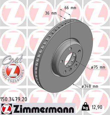 Zimmermann 150.3479.20 - Гальмівний диск autozip.com.ua
