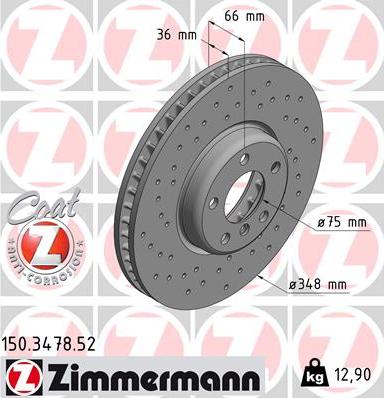 Zimmermann 150.3478.52 - Гальмівний диск autozip.com.ua