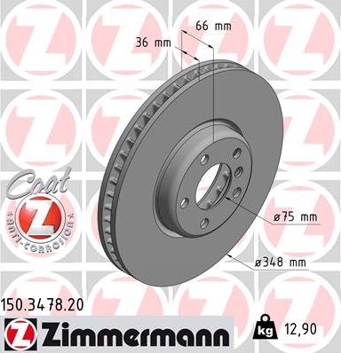 Zimmermann 150.3478.20 - Гальмівний диск autozip.com.ua