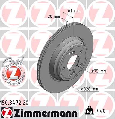 Zimmermann 150.3472.20 - Гальмівний диск autozip.com.ua