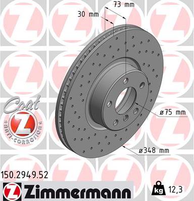 Zimmermann 150.2949.52 - Гальмівний диск autozip.com.ua