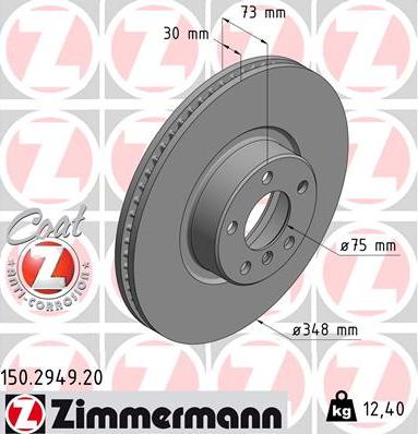 Zimmermann 150.2949.20 - Гальмівний диск autozip.com.ua