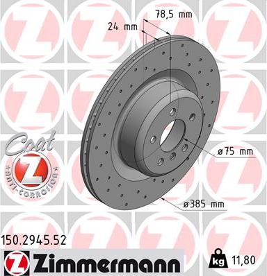 Zimmermann 150.2945.52 - Гальмівний диск autozip.com.ua