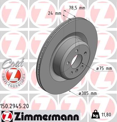 Zimmermann 150.2945.20 - Гальмівний диск autozip.com.ua