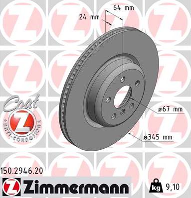 Zimmermann 150.2946.20 - Гальмівний диск autozip.com.ua