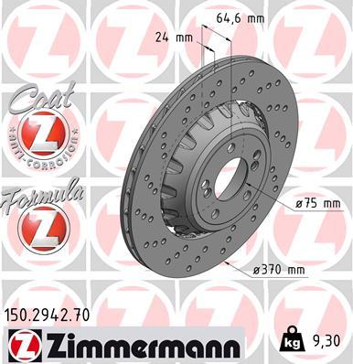 Zimmermann 150.2942.70 - Гальмівний диск autozip.com.ua