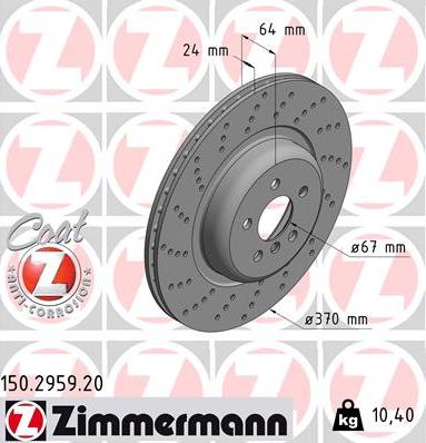 Zimmermann 150.2959.20 - Гальмівний диск autozip.com.ua