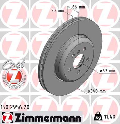 Zimmermann 150.2956.20 - Гальмівний диск autozip.com.ua