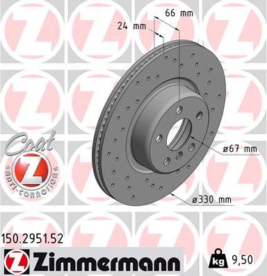 Zimmermann 150.2951.52 - Гальмівний диск autozip.com.ua