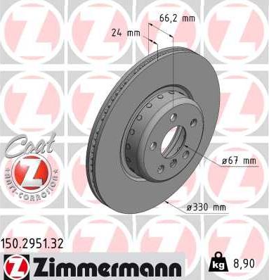 Zimmermann 150.2951.32 - Гальмівний диск autozip.com.ua