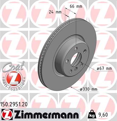 Zimmermann 150.2951.20 - Гальмівний диск autozip.com.ua