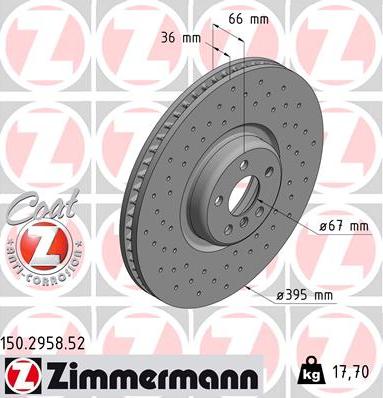 Zimmermann 150.2958.52 - Гальмівний диск autozip.com.ua
